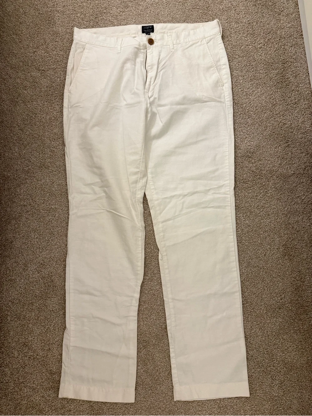 J. Crew Men's White Cotton Sutton Pant - 33x32